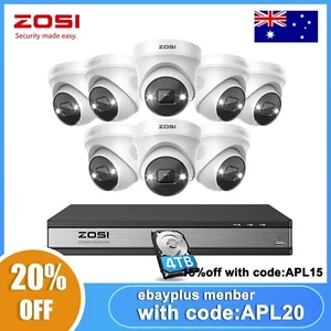 ZOSI 4K POE Home CCTV Security System 8PCS 5MP IP Camera 16CH NVR 4TB HDD - Picture 1 of 12