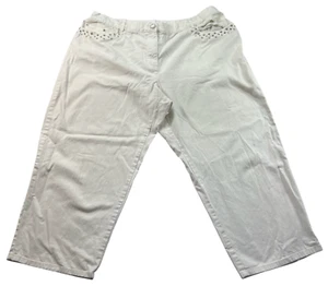 Rudy Rd Capri Pants Womens Size 16 White Embellished Pockets Stretch - Picture 1 of 7