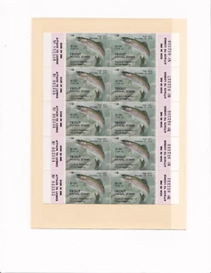 1978 Maryland Trout Stamp With Tabs #22 Senior Sheet of 10 - Picture 1 of 1