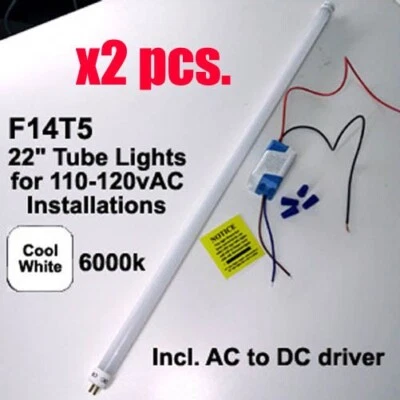 2x F14T5 22" LED Tube Lights 120v AC driver to 12v tube high quality M4 US Stock - Image 1 of 4