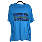 Patagonia Capilene Base Layer Shirt Mens S Daily Short Sleeve Blue Logo