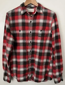 Denim & Supply Ralph Lauren Plaid Flannel Shirt M Medium Red Gray Travis Scott - Picture 1 of 9