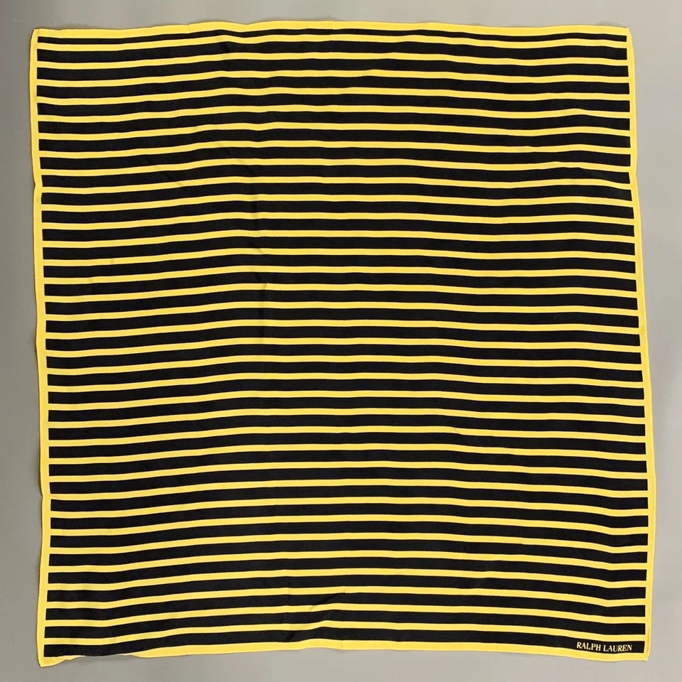 COLECCIÓN RALPH LAUREN Bufanda Cuadrada de Seda a Rayas Amarilla Azul Marino Foto 1 de 4