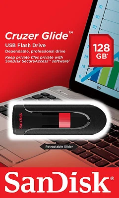 SanDisk 128GB Cruzer GLIDE USB Flash Pen Drive SDCZ60-128G-B35 Selado Varejo Pk - Imagem 1 de 3