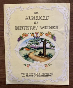 Vintage 1930s Happy Birthday Greeting Card Almanac 12 Twelve Months Seasons P2E - Picture 1 of 15