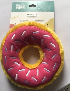 Zippy Paws Plush Dog Toy Strawberry DONUT 6.5” X6.5” Sweet - Picture 1 of 6