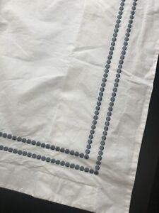 Pottery Barn STANDARD Pillow Sham Embroidered Pearl Dot Circle Border Steel Blue