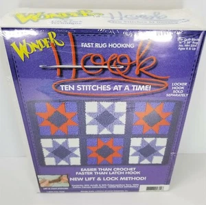 VINTAGE Wonder Hook Fast Rug Hooking Kit: Stars 16" x 28" Rug - NEW SEALED - Picture 1 of 9