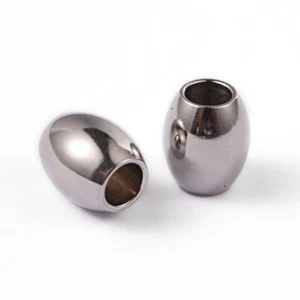 5 pcs 202 Stainless Steel Silver Tone Oval Barrel Spacer Beads – 7mm x 6mm - Picture 1 of 2