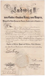 Luis II, Rey - Documento firmado por el Rey de los Cuentos de Hadas (Neuschwanstein) - Imagen 1 de 1