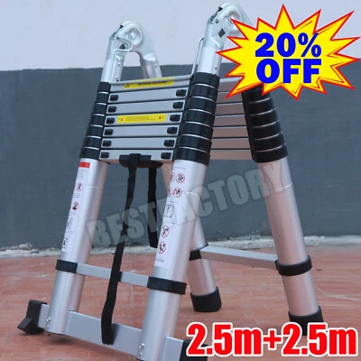 2.6m-5m portatile Heavy Duty Multiuso Alluminio Scala Telescopica Allungabile - Immagine 1 di 4