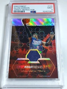 2002 Finest Allen Iverson #PATCH REFRACTOR /250 Game Worn Jersey - PSA 9 (POP 5) - Picture 1 of 4