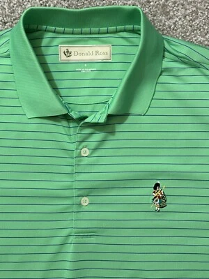 Polo de golf grande a rayas verde azul para hombre DONALD ROSS Foto 1 de 3