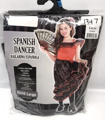 SPANISH DANCER 2 Piece Halloween Costume Child Large 12-14 New - Image 1 of 4
