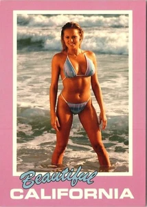 Beautiful California Girl Postcard Risque Blonde Ocean 1985 Bikini - Picture 1 of 2