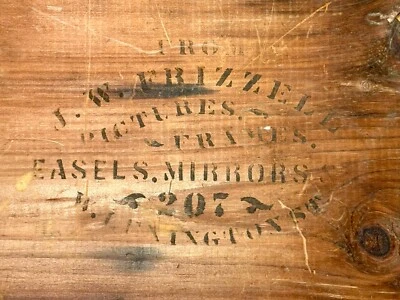 Антикварная чикагская деревянная рекламная вывеска JW FRIZZELL в примитивистском стиле 1880-е 19x13 дюймов - Изображение 1 из 4