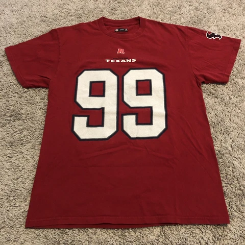 Houston Texans Shirt Adult Medium Red Football NFL JJ Watt Cotton Casual Mens Z1 Cover