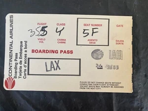Continental airlines 1983 Boarding Pass - Picture 1 of 2