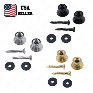 Black Gold Chrome Electric Guitar Strap Button For Acoustic Bass Ukulele - Picture 1 of 14