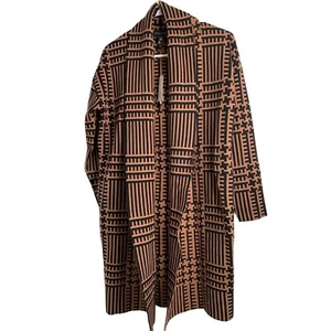 Womens Premise Geo Cognac Cardigan Open 7185 Size S/M NWT Shawl Collar Laser cut - Picture 1 of 12