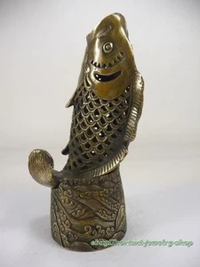 ancient Bronze Wealth Fish Statue Box tamp Incense Burners Censer - Picture 1 of 6