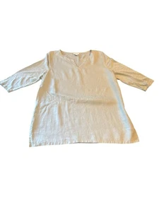 J.Jill Love Linen Womens Top L Petite Light Blue Green 3/4 Sleeve Minimalist - Picture 1 of 4