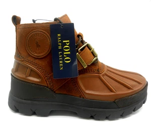 Size 11 Polo Ralph Lauren Oslo Low Leather Waterproof Lug Sole Men's Brown Boots - Picture 1 of 16