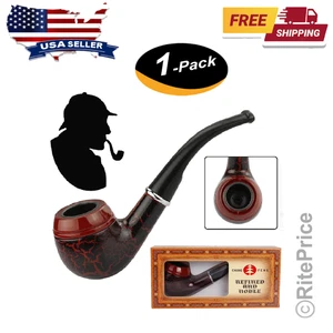 Dark Red Durable Wooden Wood Smoking Pipe Tobacco Cigarettes Cigar Pipes -New - Picture 1 of 16