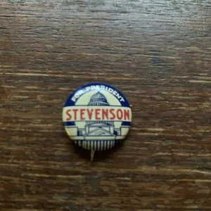 Pulsante Spilla Campagna Vintage Stevenson Presidenziale .75 Pollici - Foto 1 di 3