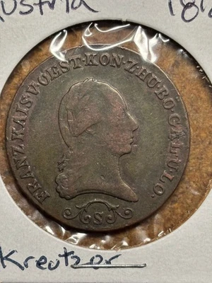 1812 AUSTRIA King Francis  II 3 Kreuzer copper COIN  Nice Coin Great EYE APPEAL - Image 1 of 4