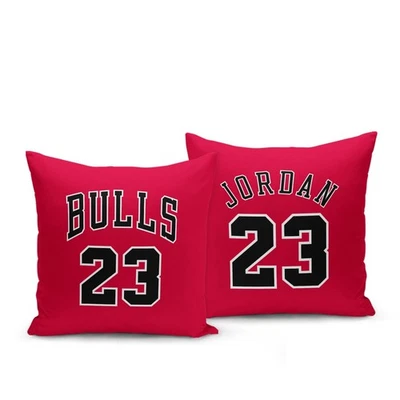 Chicago Bulls Michael Jordan 23 Player Jersey Double-Sided Square Throw Cushion - Image 1 of 4