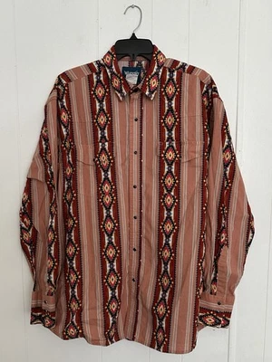 Vintage Wrangler Brushpopper Aztec Pearl Snap Western Cowboy Shirt XL - Image 1 of 4