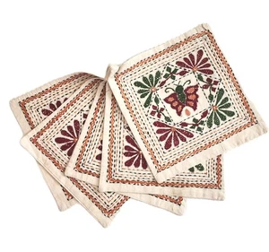 5 Vintage Hand Embroidered Pillow Cushion Covers Textile Indian Mexican Wool 12" - Picture 1 of 8