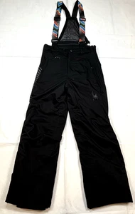 Spyder Snow Bibs Spylon XTL 10/10k Black Pants Suspenders Kids Size 12 Insulated - Picture 1 of 21