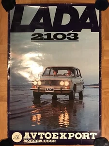 VINTAGE LADA VAZ ZHIGULI AVTOEXPORT MOSCOW USSR BIG DEALER PROMOTIONAL POSTER - Picture 1 of 12