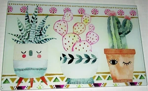 Tabla de cortar de vidrio SOUTHWESTERN PLANTAS DE CATCUS 8" X 12" - Imagen 1 de 1