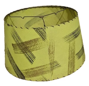 MCM Lampenschirm grün Fiberglas Pinselmuster geschnürt Mid Century Modern - Bild 1 von 4