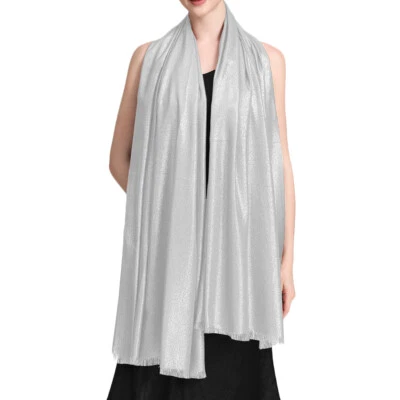 Women's Large Silky Shawl Sparkling Glitter Metallic Pashmina Wrap Scarf 82"x38" - Изображение 1 из 4