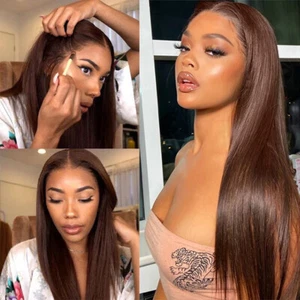 Women hot wig 14"-20" silky straight 100% indian remy human hair full head wigs  - Picture 1 of 14