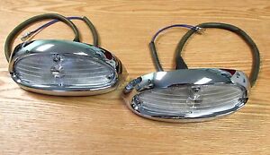 1955 CHEVY CHROME PARKING LAMP LIGHT ASSEMBLIES  with WIRING PAIR ** USA MADE **