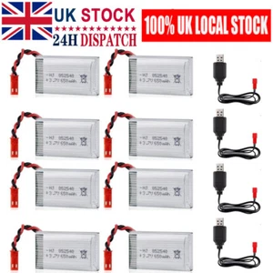 Batteria Lipo 3.7V 650mAh JST Maschio con Cavo USB per Drone RC Quadcopter UK NUOVA - Foto 1 di 31