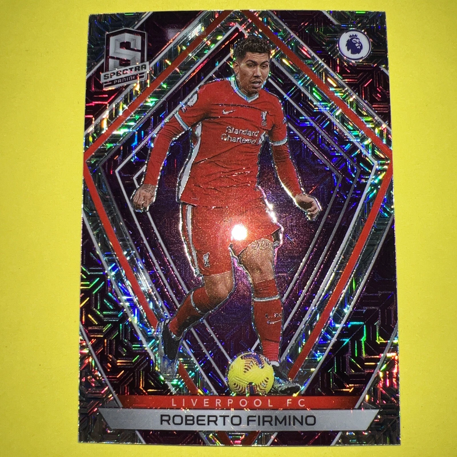 Roberto Firmino 2020-21 Chronicles Soccer Spectra Purple Mojo Prizm Card #7 EPL