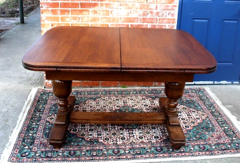 English Antique Oak Drop Leaf Table / Kitchen Table Cover