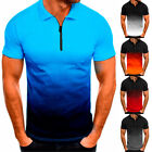 Au Męska koszula z krótkim rękawem Golf Badminton Sport Zamek błyskawiczny Slim Fit T-shirt ˇ