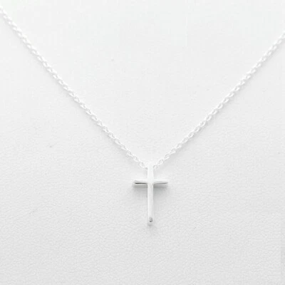 Mini colgante cruz plata esterlina 925 maciza para mujer 16"-18" caja collar B57 Foto 1 de 4