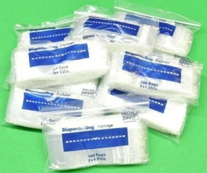 1000 Reloc Zippit Bags 2" x 4" Clear 2mil Reclosable Poly Baggies 1,000 Pcs 2x4 - Picture 1 of 5