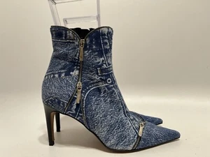 Vtg CHRISTIAN DIOR BY JOHN GALLIANO C.2001 DENIM PRINT BOOTS 37.5 - Picture 1 of 6