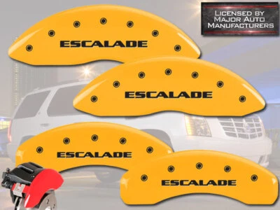Cadillac "Escalade" 2021-2024 cubiertas de pinza de disco de freno MGP amarillas delanteras + traseras Foto 1 de 4