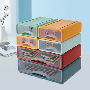 2 Cassettiera grande + 4 piccola impilabile desktop plastica organizer-6pz-colorata - Foto 1 di 8