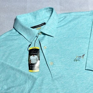 NEW Greg Norman Play Dry Performance Heather Teal Golf Polo Shirt Sz Medium NWT - Picture 1 of 13